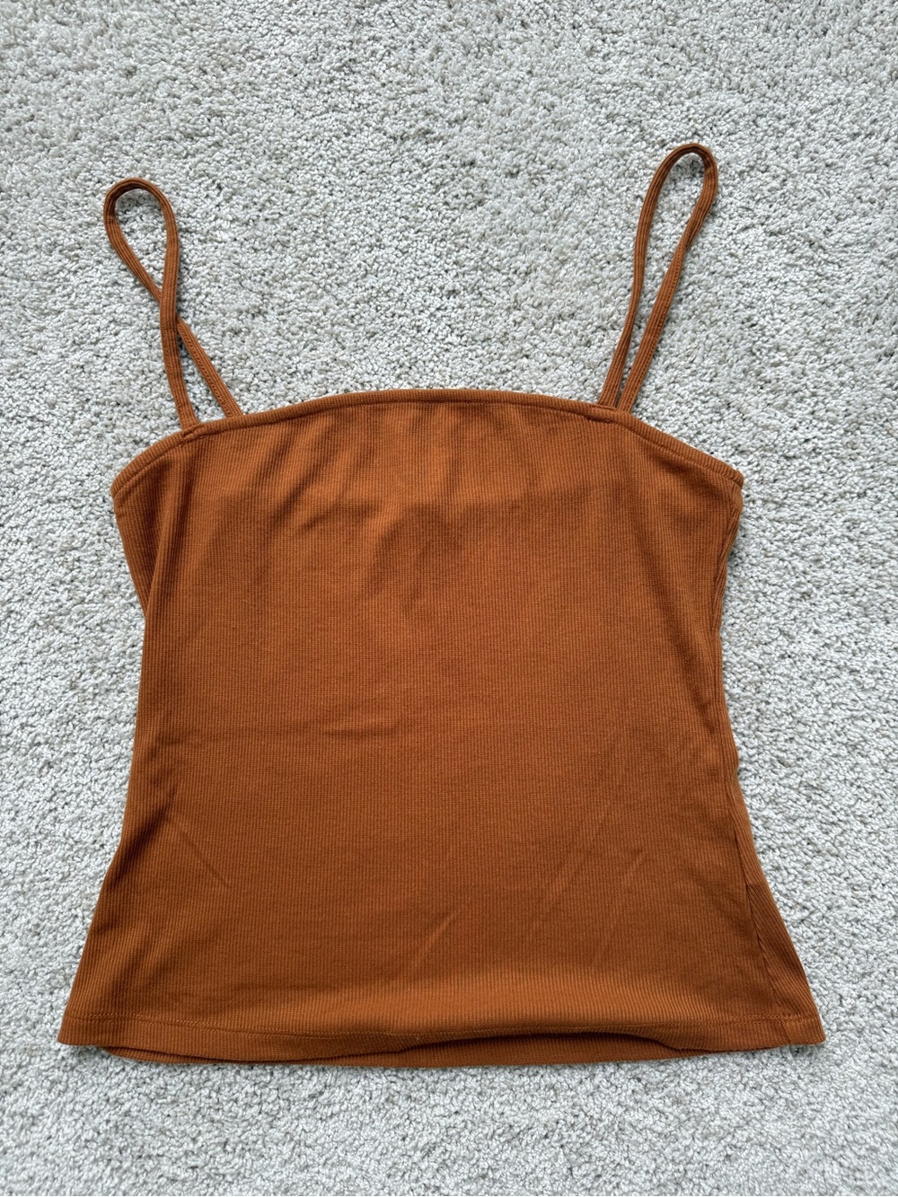 Women's Ribbed Spaghetti Strap Tank Top - Rust